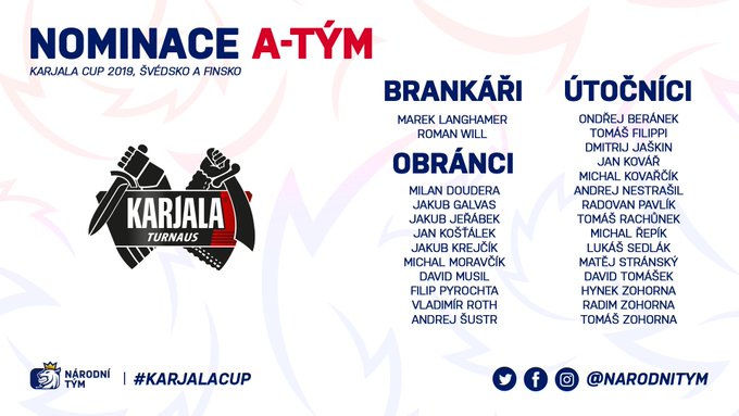 Michal Kovařčík v nominaci na Karjala Cup
